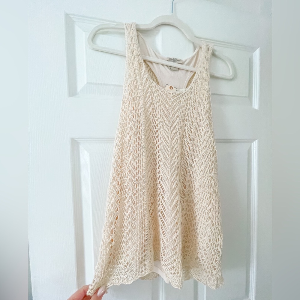 Lucky Brand racer back crocheted tank top